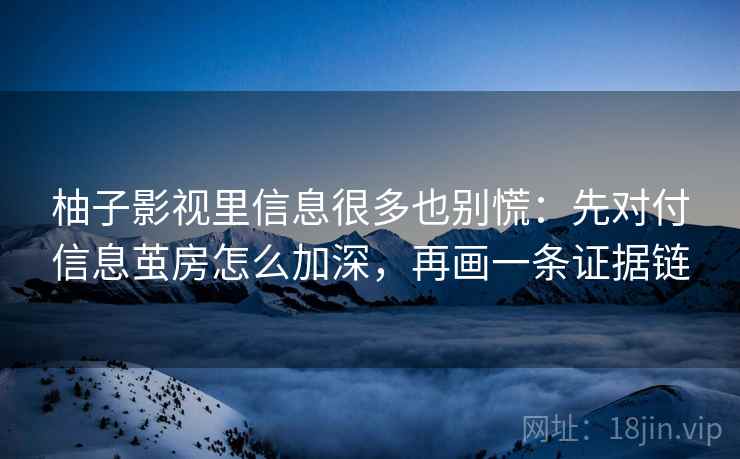 柚子影视里信息很多也别慌：先对付信息茧房怎么加深，再画一条证据链